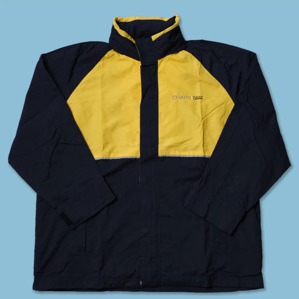 Chaps POLO Men's Windbreaker in BlUE and Yellow VINTAGE  XL